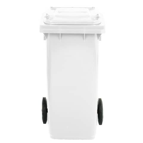 Bidone carrellato per raccolta differenziata 120 lt con coperchio PEHD Mobil Plastic bianco - 1/120/5-BIL